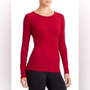 Athleta Remarkawool top in red long sleeve athletic top